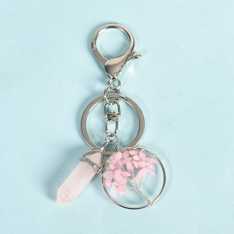 Olivenorma Tree of Life with Prism Gem Healing Keychain - Rose Quartz - image 5
