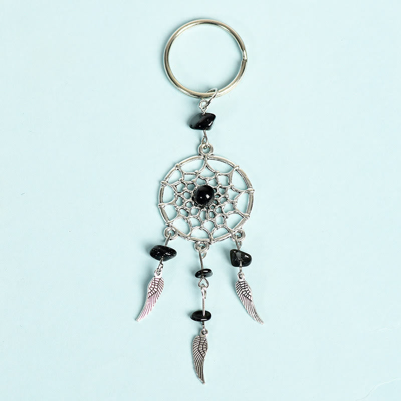 Olivenorma Mini Natural Gemstone Dream Catcher Keychain