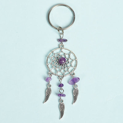 Olivenorma Mini Natural Gemstone Dream Catcher Keychain