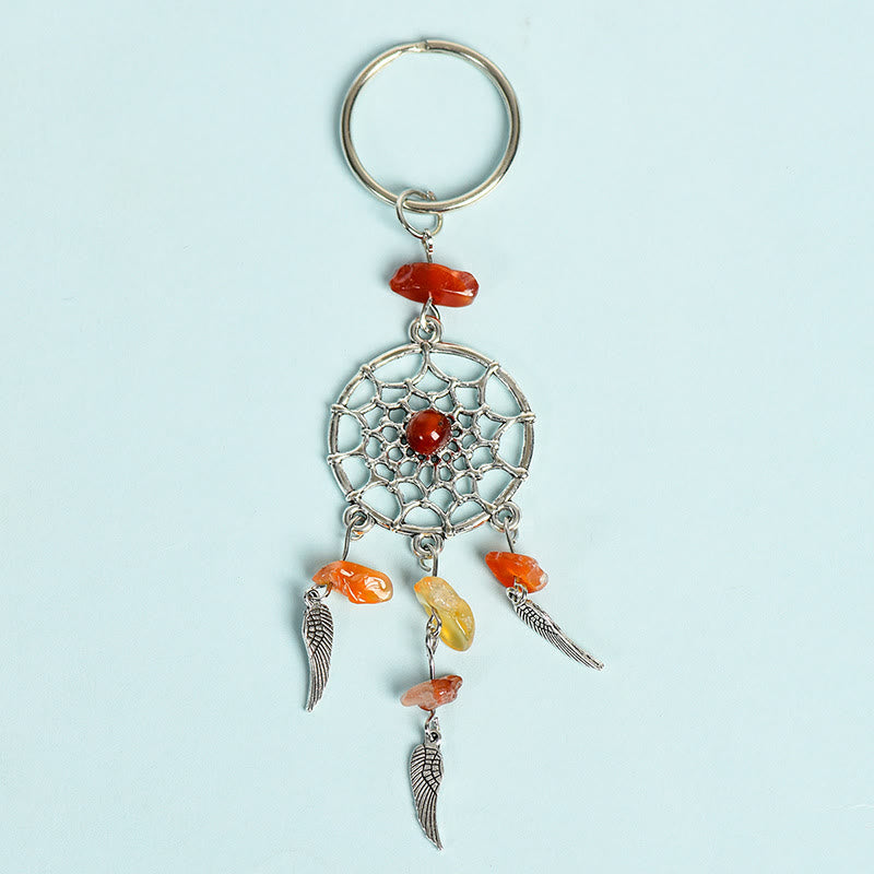 Olivenorma Mini Natural Gemstone Dream Catcher Keychain