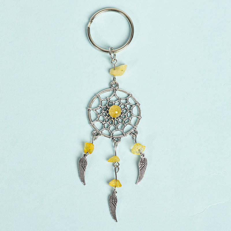 Olivenorma Mini Natural Gemstone Dream Catcher Keychain