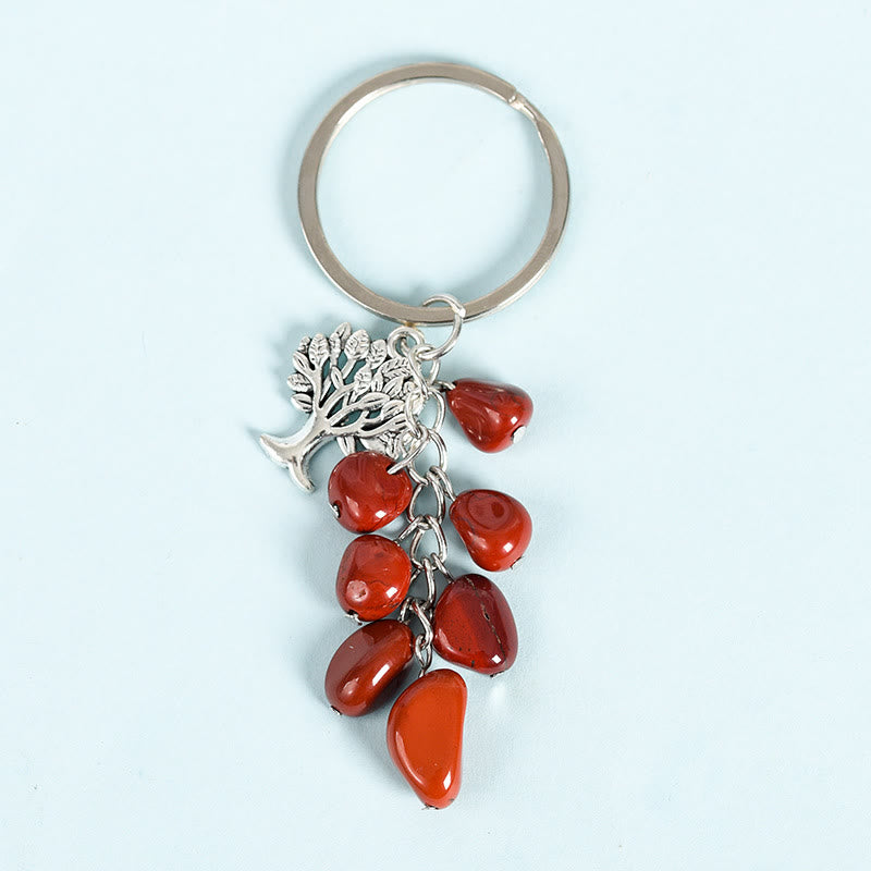 Olivenorma Natural Raw Stone with Tree of Life Keychain