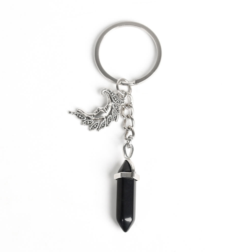 Olivenorma Moon And Sun Genuine Prism Gem Healing Keychain - Obsidian - image 5