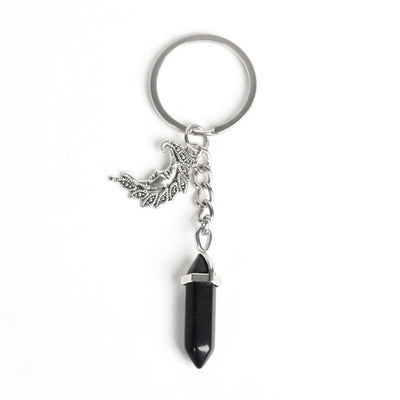 Olivenorma Moon And Sun Genuine Prism Gem Healing Keychain - Obsidian - image 5