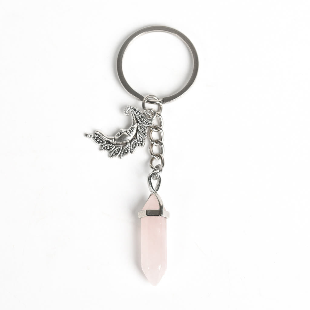Olivenorma Moon And Sun Genuine Prism Gem Healing Keychain - Rose Quartz - image 3