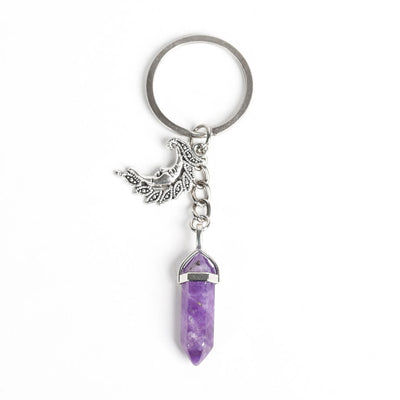 Olivenorma Moon And Sun Genuine Prism Gem Healing Keychain - Amethyst - image 19