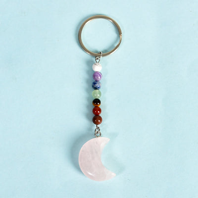 Olivenorma Crescent Moon Chakra Natural Gemstone Keychain