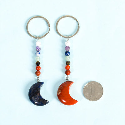 Olivenorma Crescent Moon Chakra Natural Gemstone Keychain