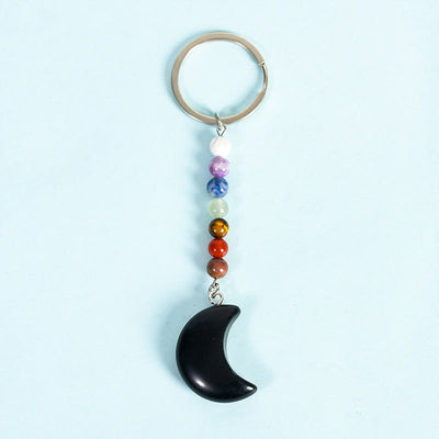 Olivenorma Crescent Moon Chakra Natural Gemstone Keychain