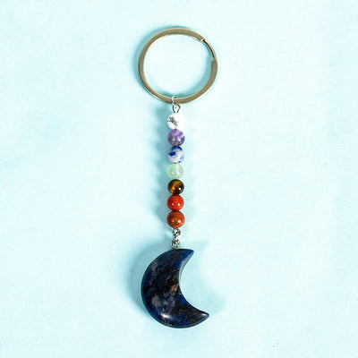 Olivenorma Crescent Moon Chakra Natural Gemstone Keychain