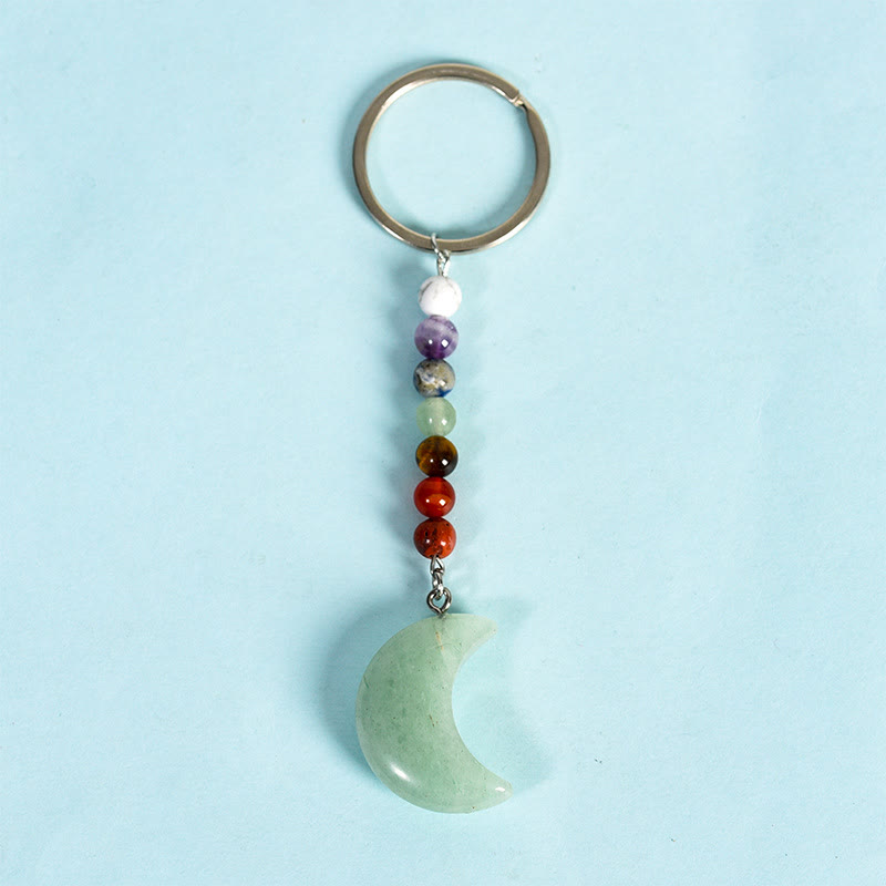 Olivenorma Crescent Moon Chakra Natural Gemstone Keychain