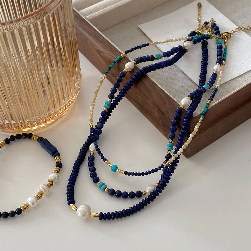 Olivenorma Klein Blue Natural Lapis Lazuli Beaded Necklace