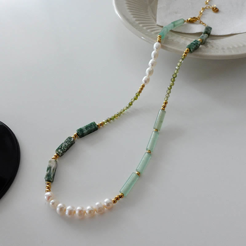 Olivenorma Natural Green Aventurine Stacked Beaded Necklace