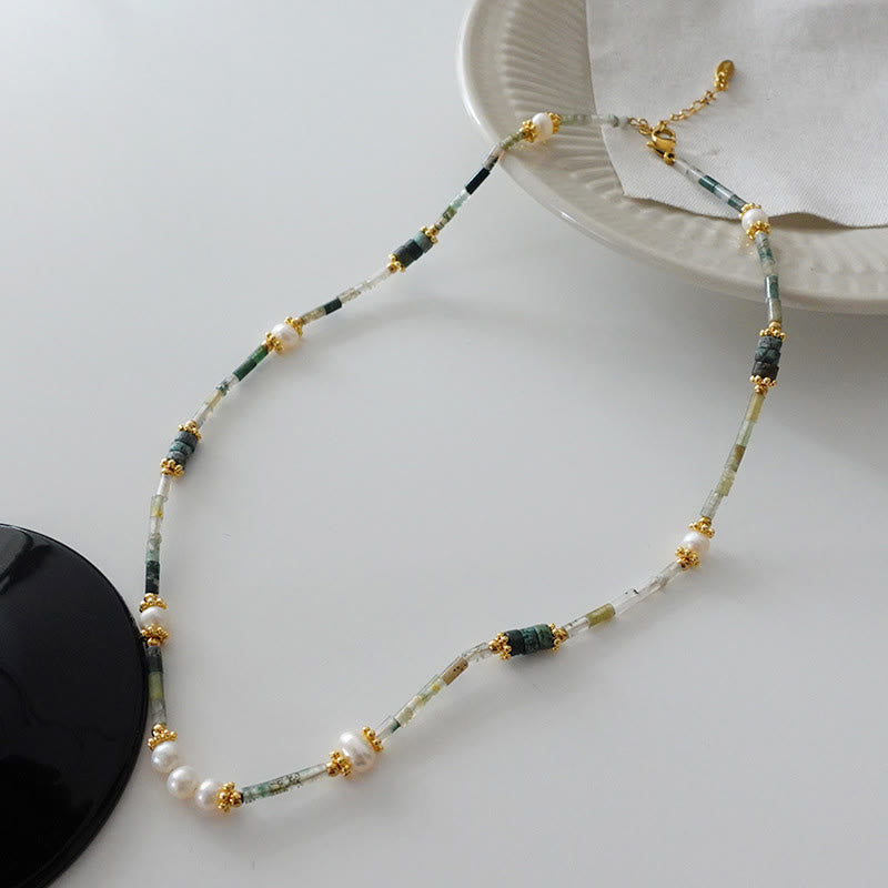 Olivenorma Natural Green Aventurine Stacked Beaded Necklace