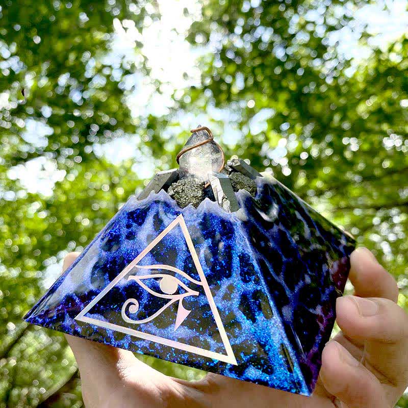 Olivenorma Eye of Horus Crystal Energy Spire Orgone Pyramid