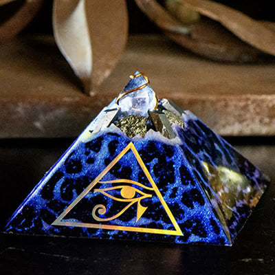 Olivenorma Eye of Horus Crystal Energy Spire Orgone Pyramid