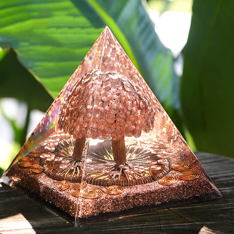 Olivenorma Rose Gold Copper Coil Energy Tree Orgone Pyramid