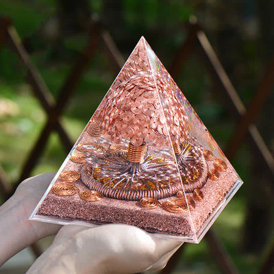 Olivenorma Rose Gold Copper Coil Energy Tree Orgone Pyramid