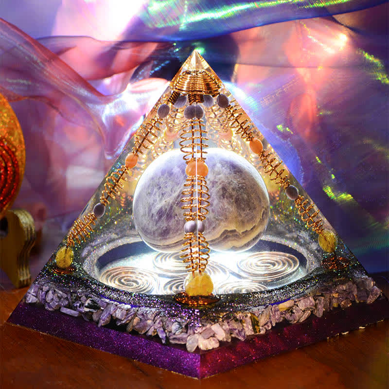 Olivenorma 15cm Amethyst Energy Ball Orgone Pyramid