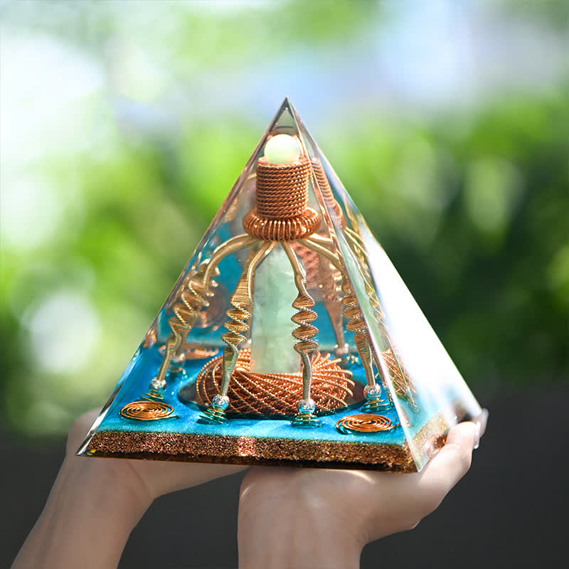 Olivenorma Copper Wire Green Aventurine Energy Orgone Pyramid