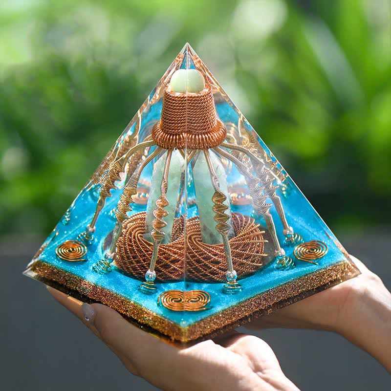 Olivenorma Copper Wire Green Aventurine Energy Orgone Pyramid