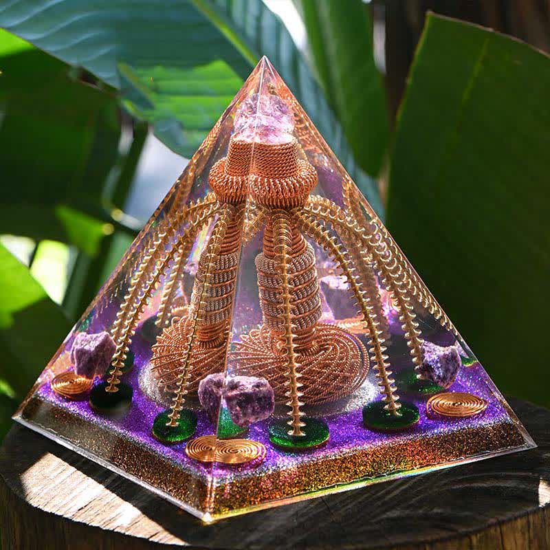 Olivenorma Amethyst Copper Wire Energy Generator Orgone Pyramid