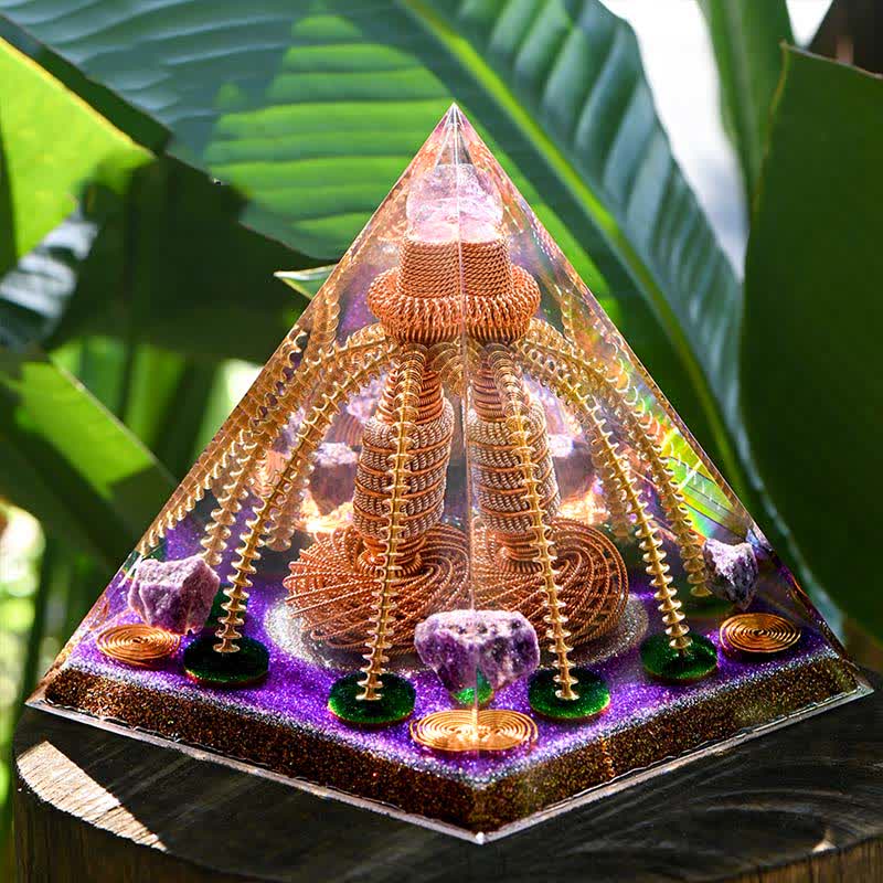 Olivenorma Amethyst Copper Wire Energy Generator Orgone Pyramid