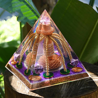 Olivenorma Amethyst Copper Wire Energy Generator Orgone Pyramid