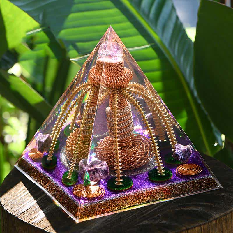 Olivenorma Amethyst Copper Wire Energy Generator Orgone Pyramid