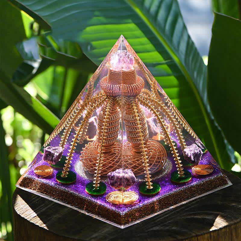 Olivenorma Amethyst Copper Wire Energy Generator Orgone Pyramid