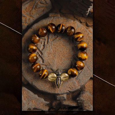 Olivenorma Tiger Eye Gold Rutilated Quartz Beaded Bracelet