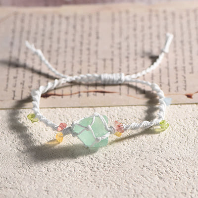 Olivenorma Handcrafted Natural Crystal Braided Flower Bracelet