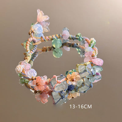 Olivenorma Handcrafted Colorful Natural Crystal Braided Flower Bracelet