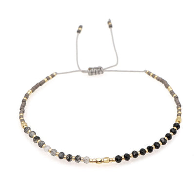 Olivenorma Natural Stone Beads Drawstring Bracelet - Black Quartz Rutilated & Obsidian - image 19