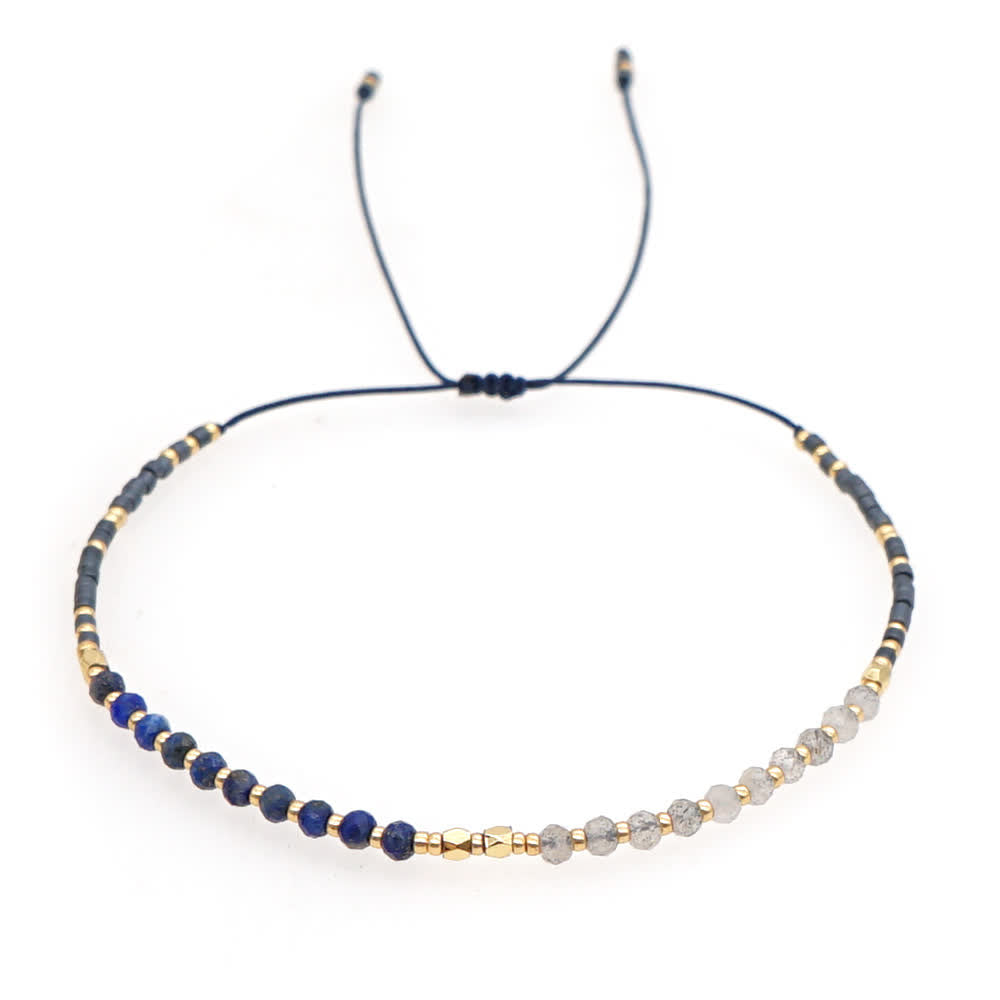 Olivenorma Natural Stone Beads Drawstring Bracelet - Lapis Lazuli & Gray Agate - image 22