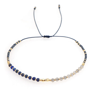 Olivenorma Natural Stone Beads Drawstring Bracelet - Lapis Lazuli & Gray Agate - image 22