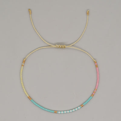 Olivenorma Colorful Rice Beads Drawstring Bracelet