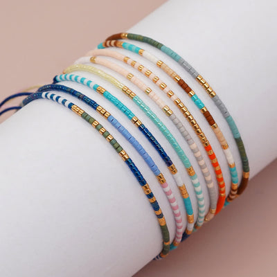 Olivenorma Colorful Rice Beads Drawstring Bracelet