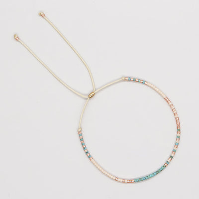 Olivenorma Colorful Rice Beads Beige Drawstring Bracelet