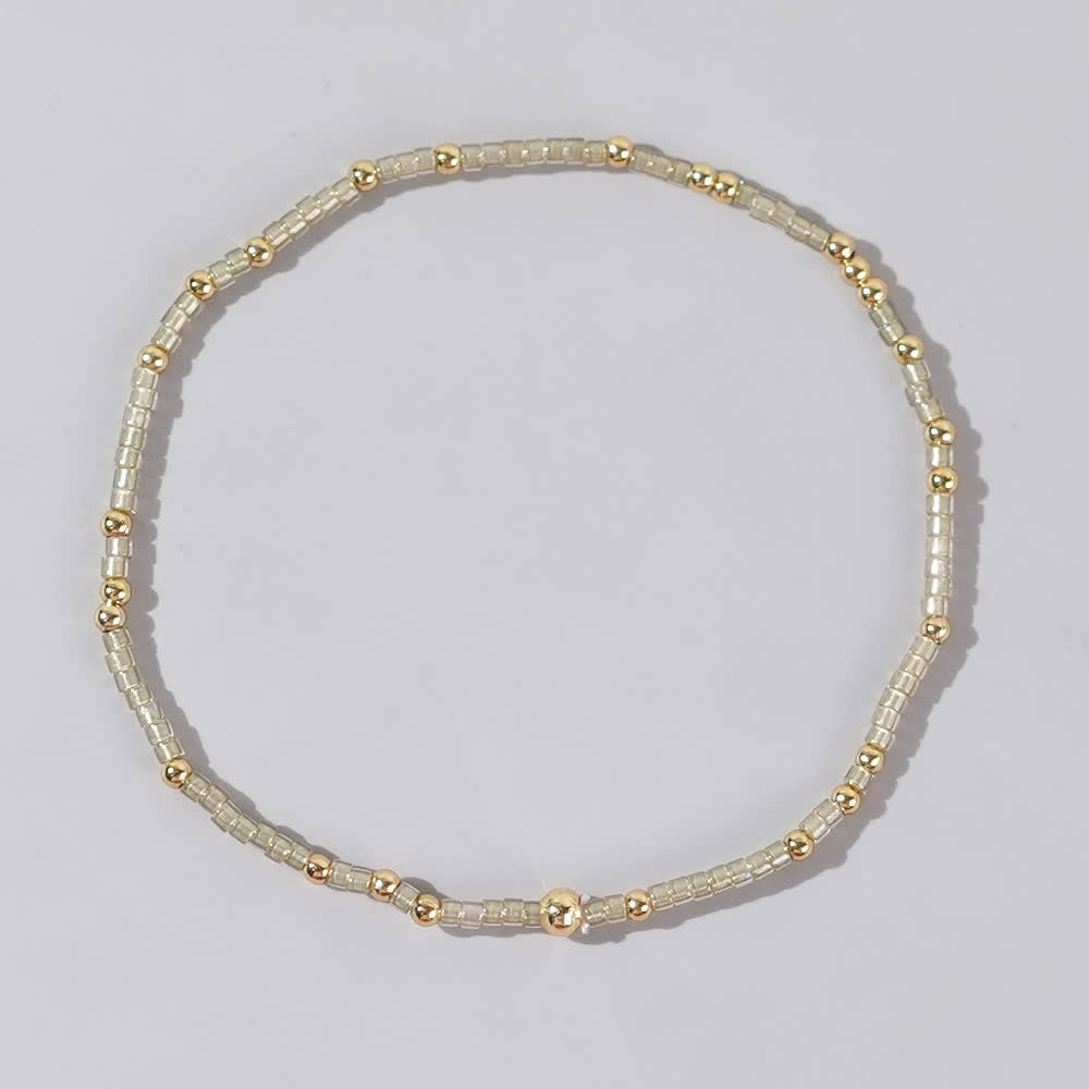 Olivenorma Colorful Rice Beads Beaded Bracelet - Beige - image 5
