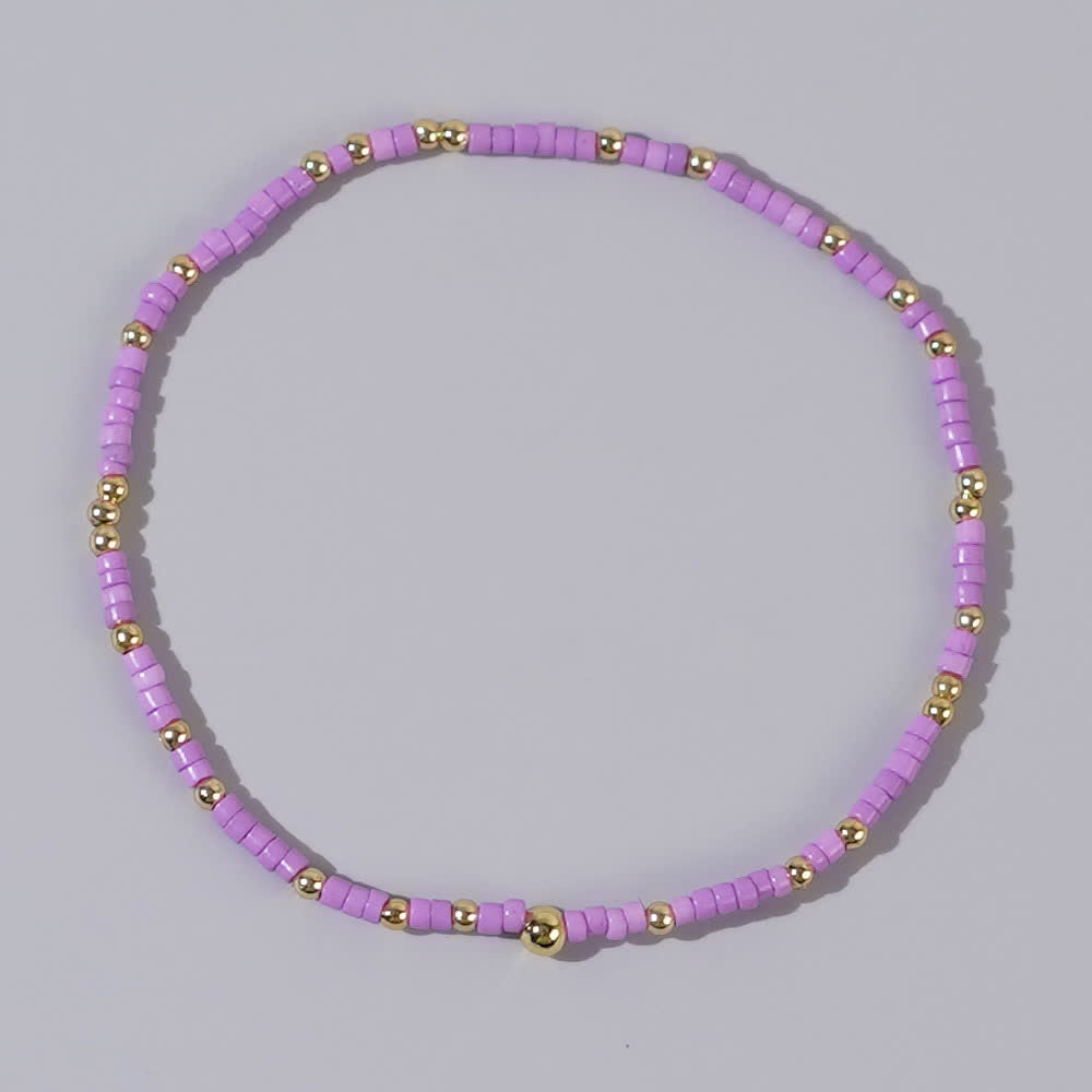 Olivenorma Colorful Rice Beads Beaded Bracelet - Purple - image 3