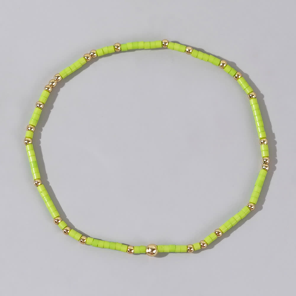 Olivenorma Colorful Rice Beads Beaded Bracelet - Green - image 8