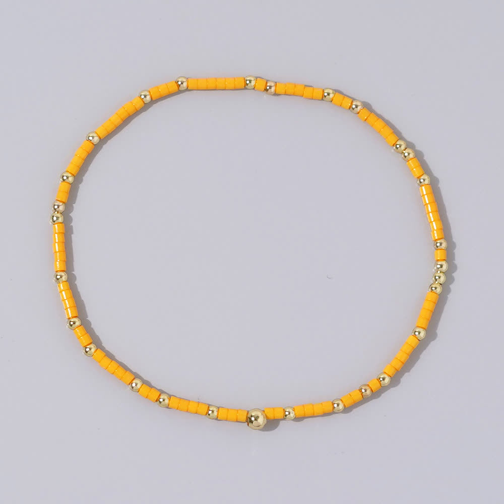 Olivenorma Colorful Rice Beads Beaded Bracelet - Yellow - image 17