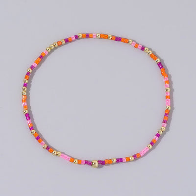 Olivenorma Colorful Rice Beads Beaded Bracelet - Purple & Orenge - image 14