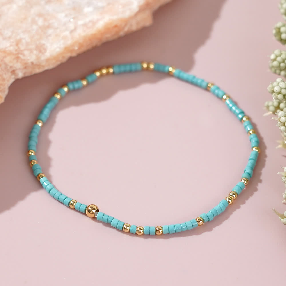 Olivenorma Colorful Rice Beads Beaded Bracelet - Lake blue - image 19