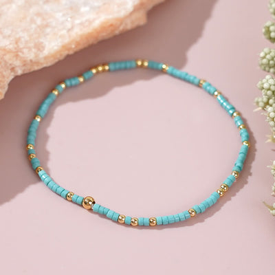 Olivenorma Colorful Rice Beads Beaded Bracelet - Lake blue - image 19