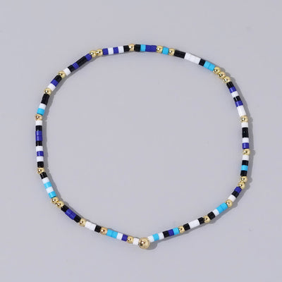 Olivenorma Colorful Rice Beads Beaded Bracelet - Blue & White & Black - image 7