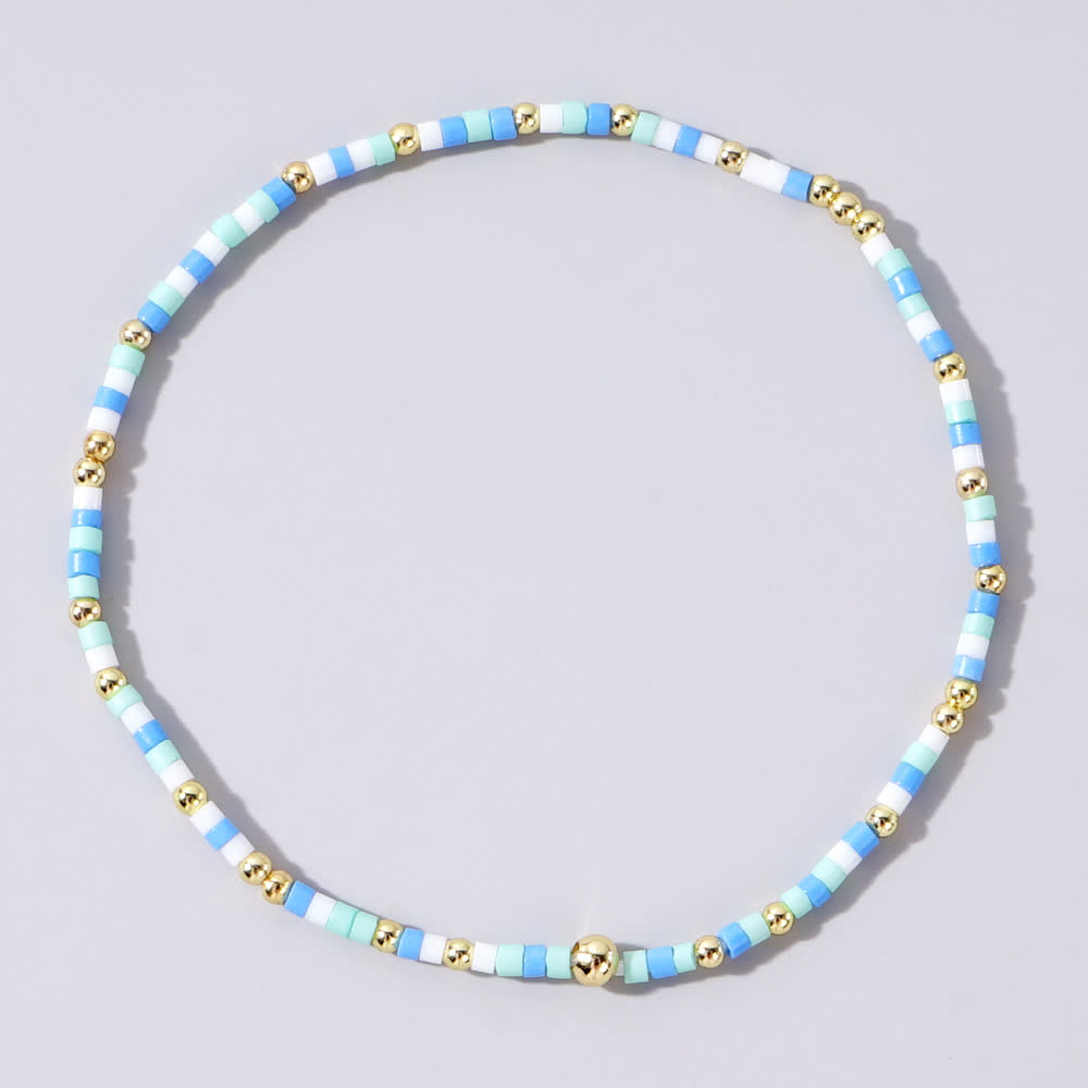 Olivenorma Colorful Rice Beads Beaded Bracelet - Blue & White - image 15