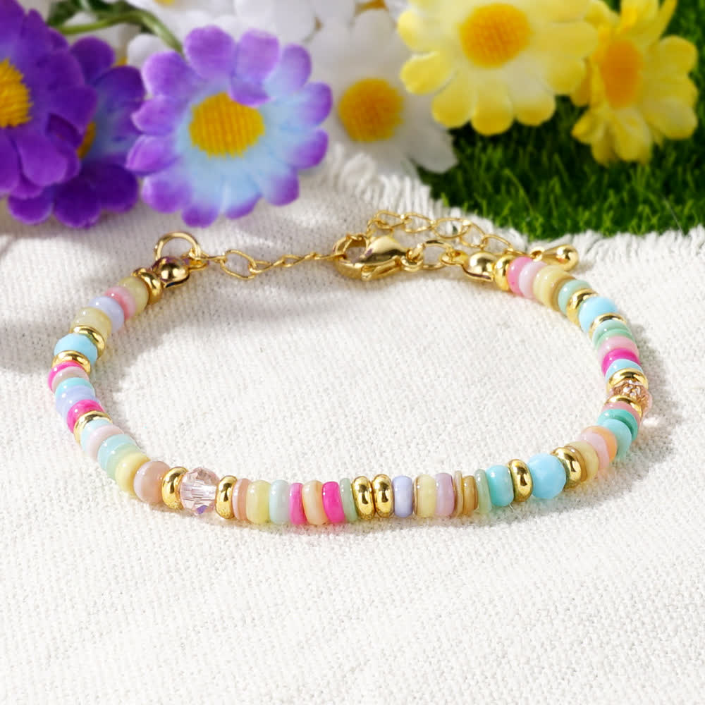 Olivenorma Colorful Roller Beads Metal Buckle Bracelet