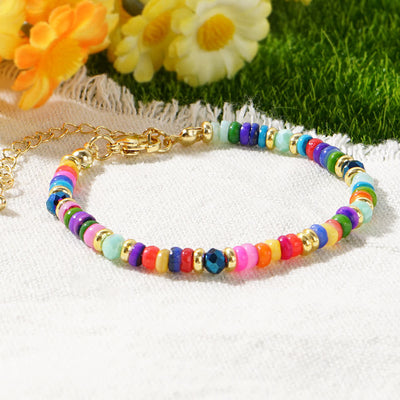 Olivenorma Colorful Roller Beads Metal Buckle Bracelet